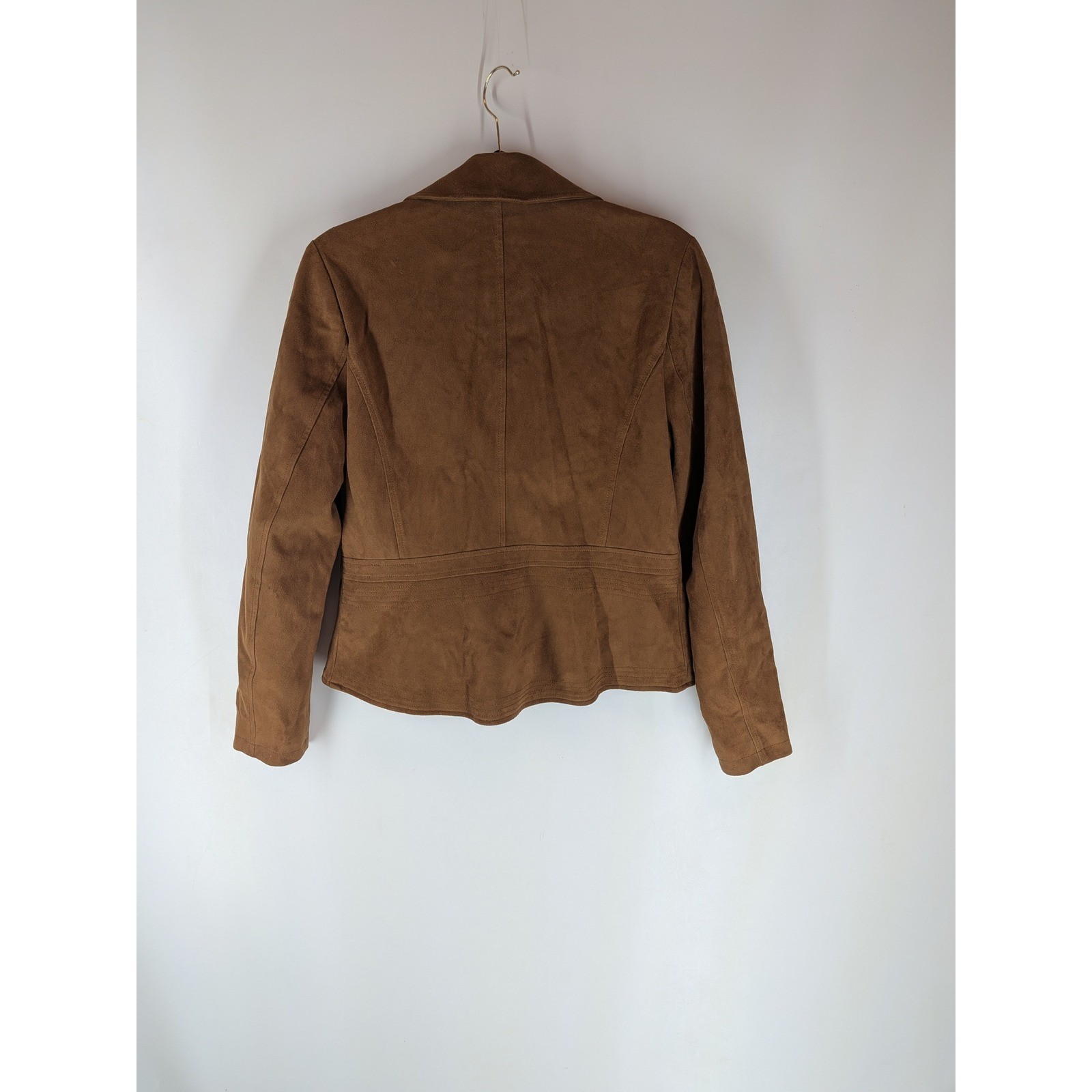 Bagatelle Collection Womens Faux Suede Moto Jacket Cognac Brown Size L