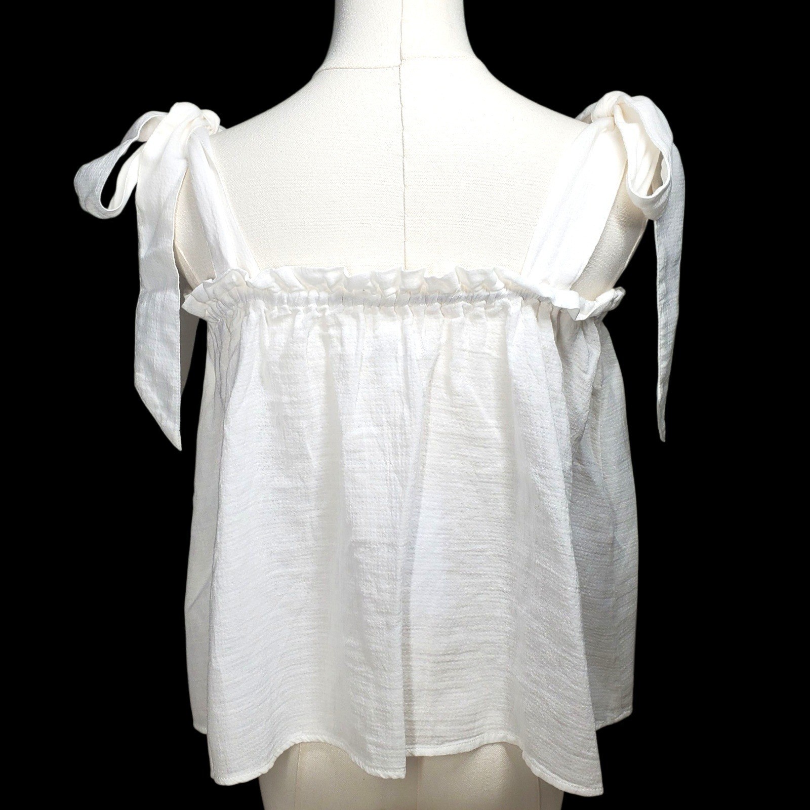 Outerknown Oasis Top Womens Medium White Bows Organic Cotton Boho Beach Coastal