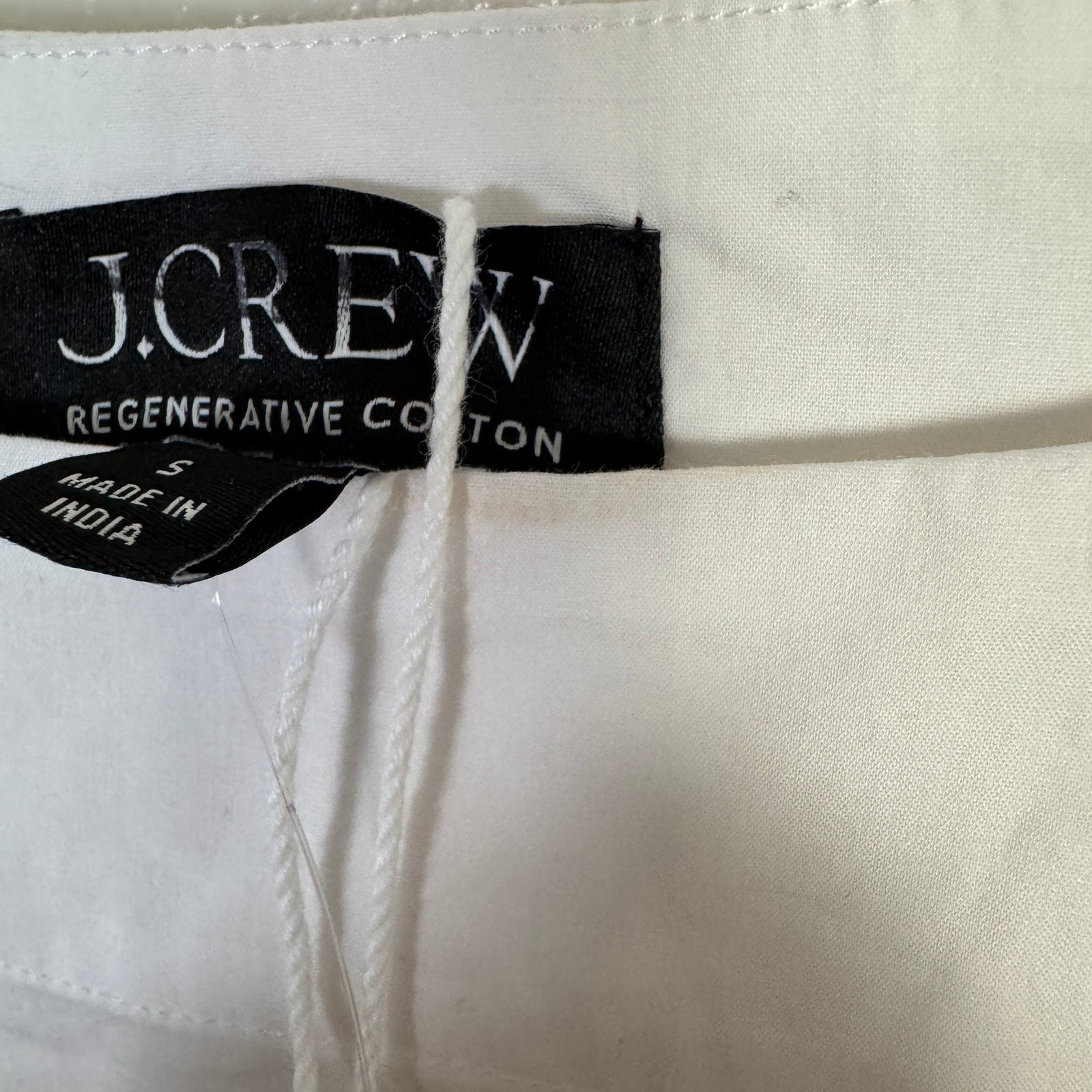 J.Crew Ciel Top Womens S White Poplin Boatneck Side Button Waist Tie Long Sleeve