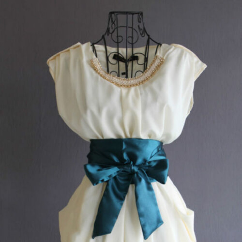 Women Waistband Satin Bowknot High Waist Corset Belt Wide Sash Ribbon Tie Dress