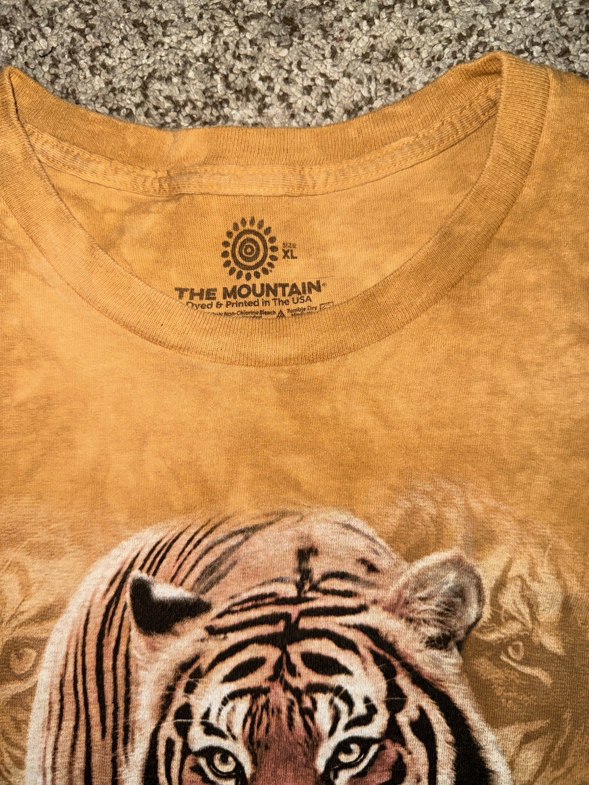 The Mountain Orange/Brown Tie-Dye Tiger Graphic Cotton Knit Crew Neck Tee XL