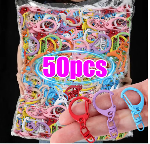 50pcs mix Buckles for Keychain Lobster Clasp Hooks Key Ring DIY Jewelry Making