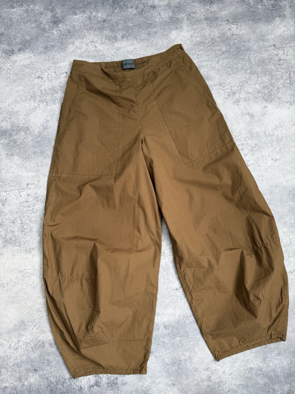 OSKA Trousers Baggy Pants Brown Size 2 Wide Barrel Balloon Women Parachute Japan