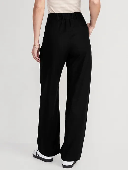 Old Navy Extra High-Wasited Pleated Taylor Wide-Leg Linen Blend Trousers XL