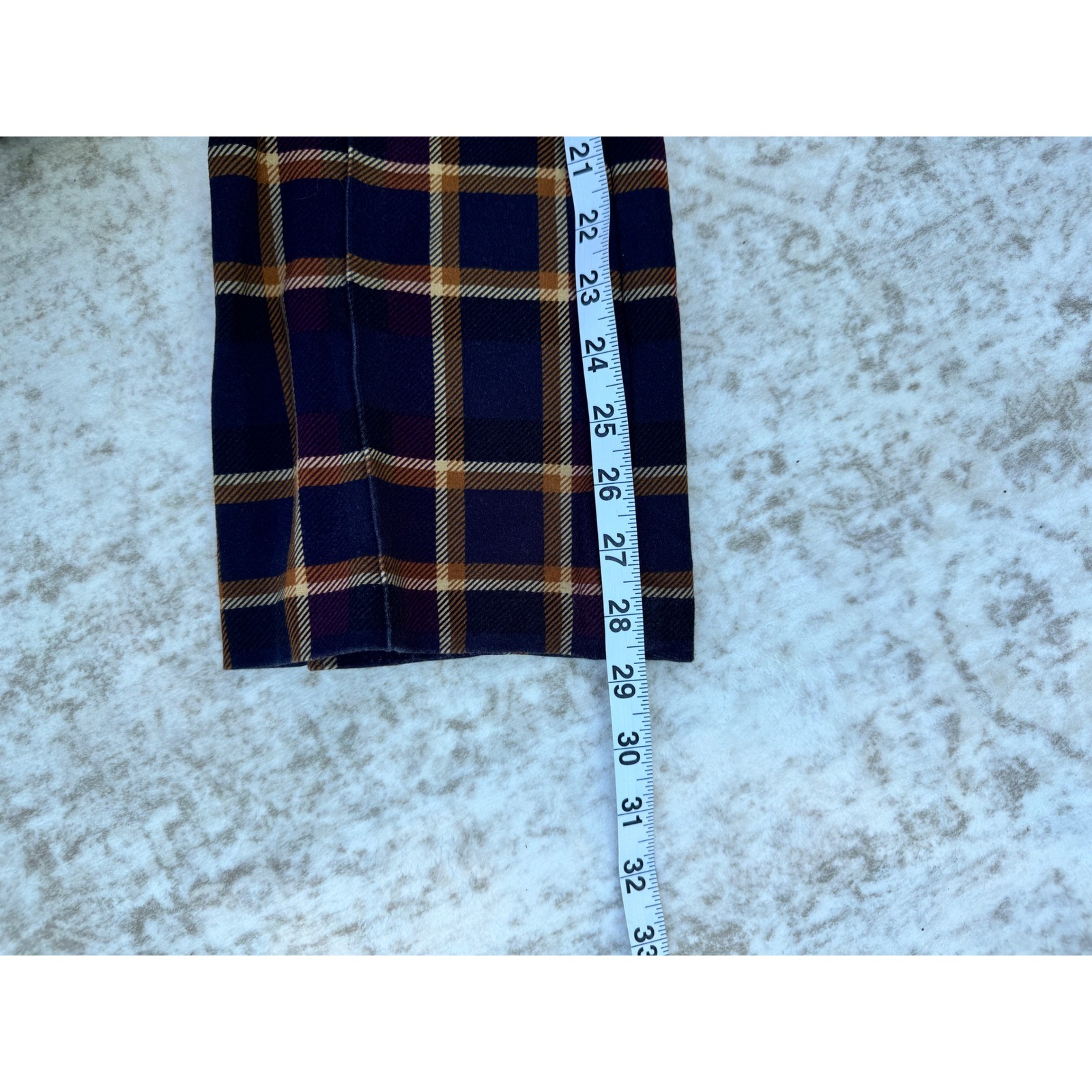 J.McLaughlin Womens XL Plaid Pull On Pants Navy Orange Purple Straight Leg XL