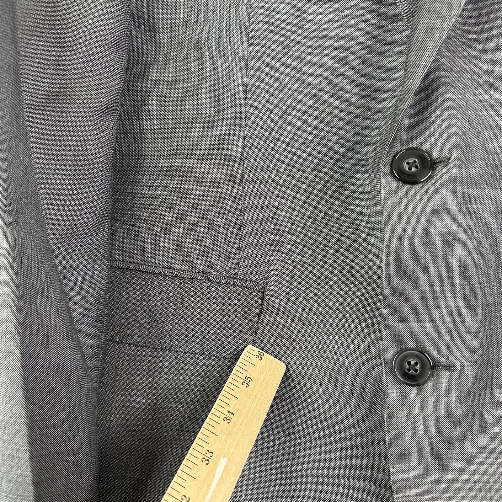 Calvin Klein Suit Mens 42R Gray 2 Button 100% Wool Pants 34×30 Peak Lapel