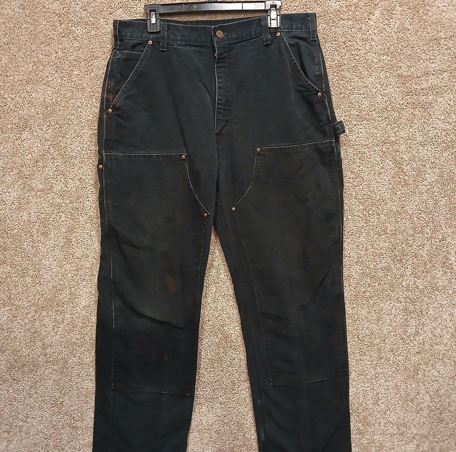 Vintage Carhartt B01 BLK Double Knee Pants USA Made Black 36×34