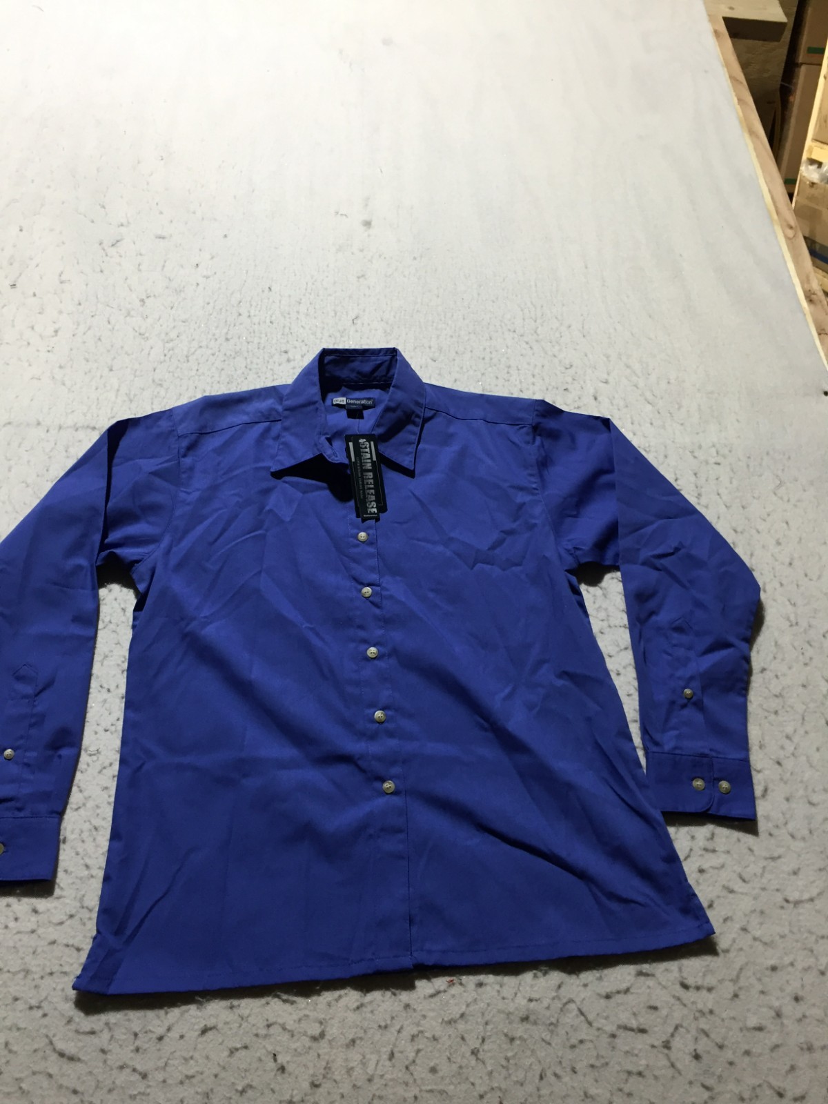NEW Blue Generation Work Uniform Shirt Womens S Small Blue Long Sleeve Button