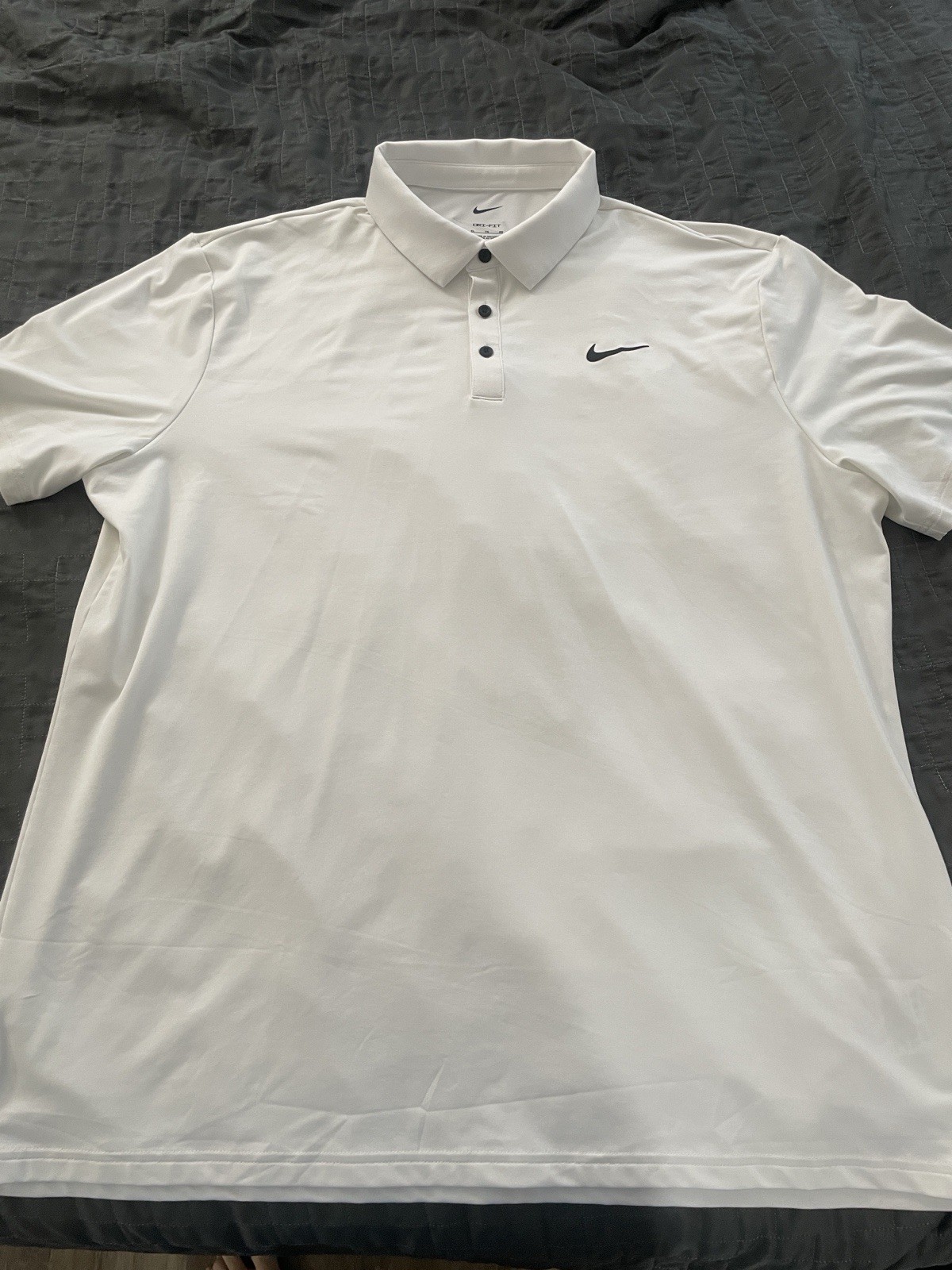 Nike Dri-FIT Men’s XL White Solid Short Sleeve Collared Polo Shirt 727481-100