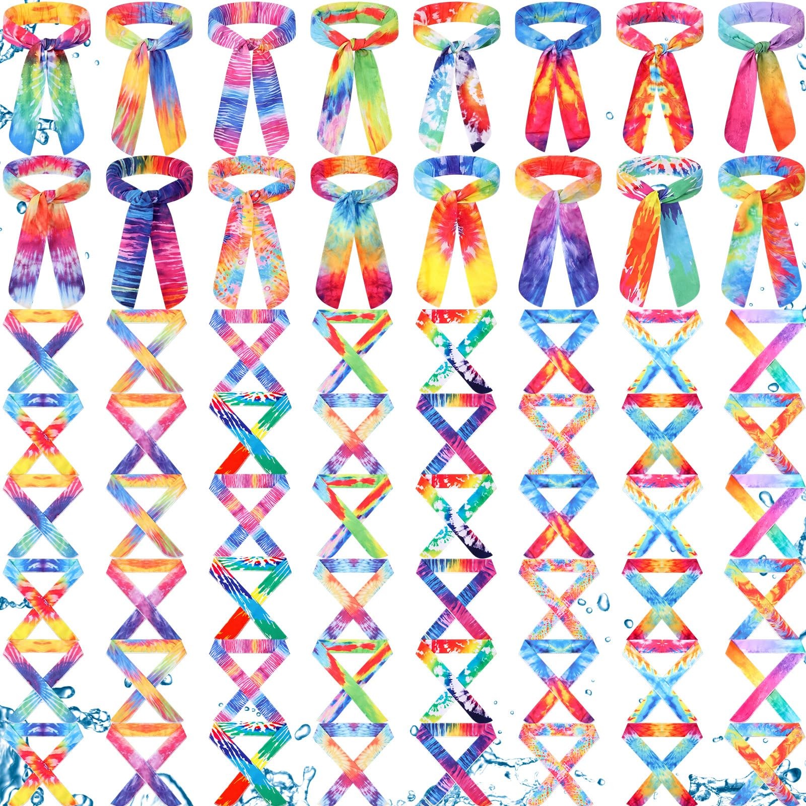 64 Pcs Cooling Neck Wraps Tie Dye Ice Scarf Neck Cooler Cooling Scarf Bandana…