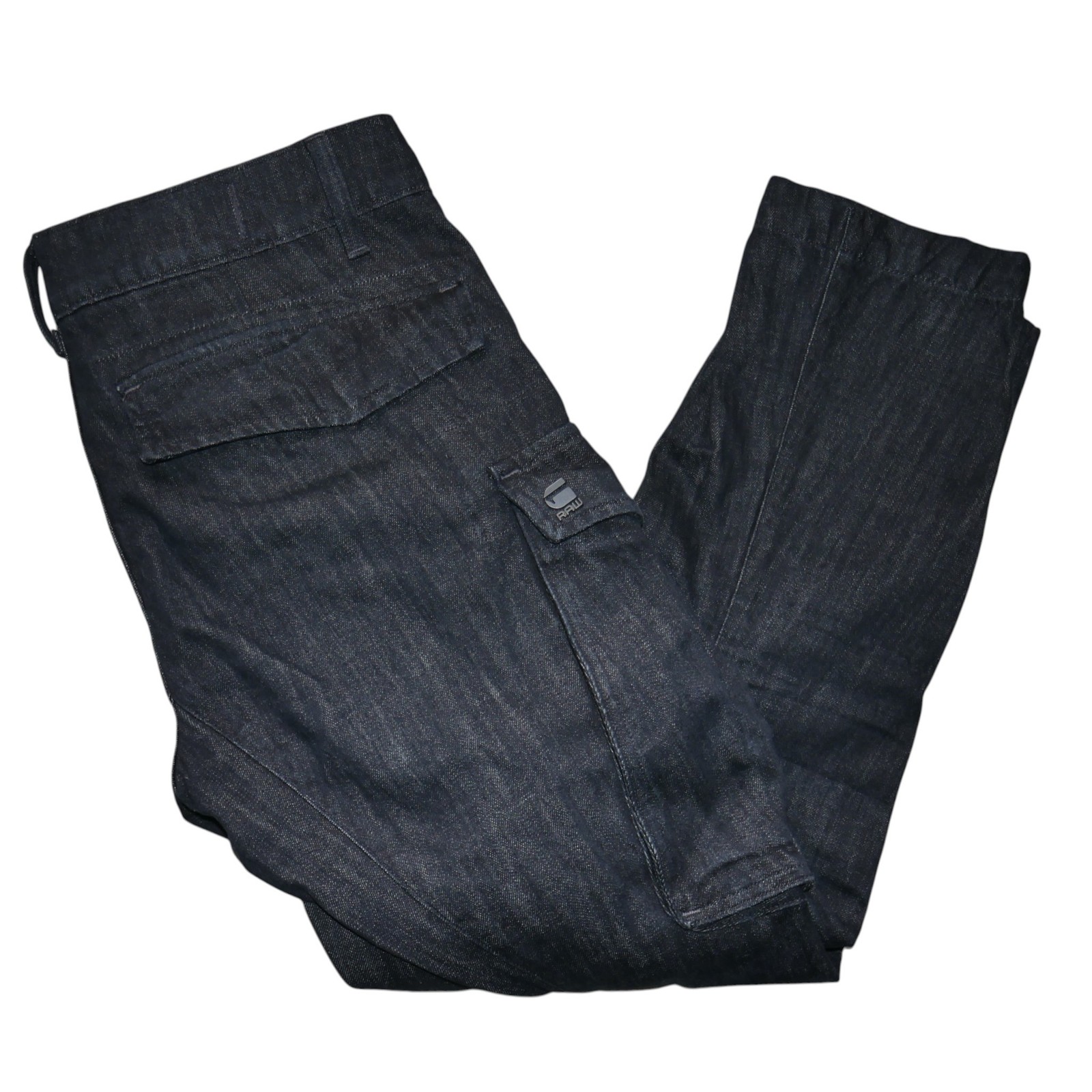 G-Star 3D Cargo Tapered Jeans Mens Size 32×30 Dark Rinse Denim Moto Pants NWT
