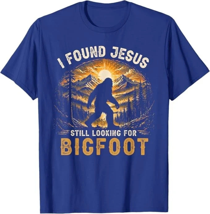 Retro I Found Jesus Still Looking for Bigfoot Men Women Boys T-Shirt