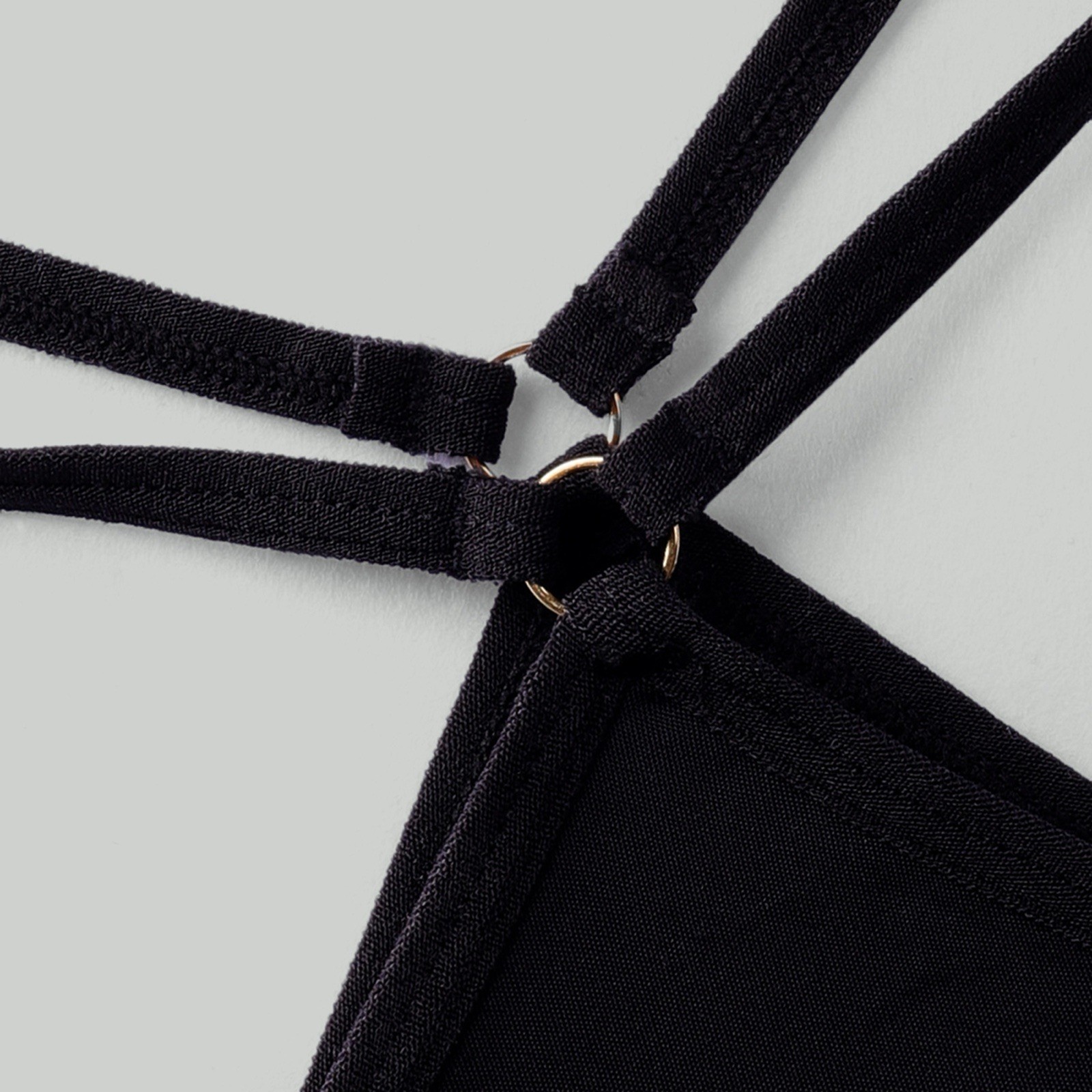 Women’s Black Strappy Stretch Thong Panties Low Rise Ring Strap,Size S
