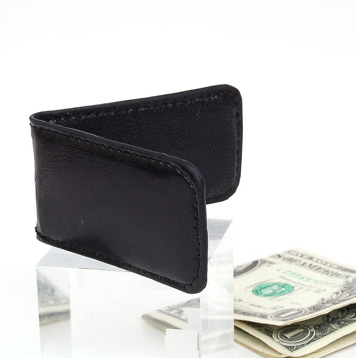 Black Leather Magnetic Money Clip