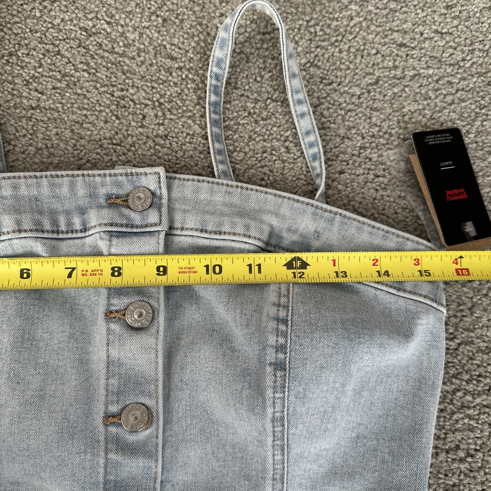 Levi’s Knee Length Slim Fit Bustier Denim Dress Corset Blue Stretch Sz. Large