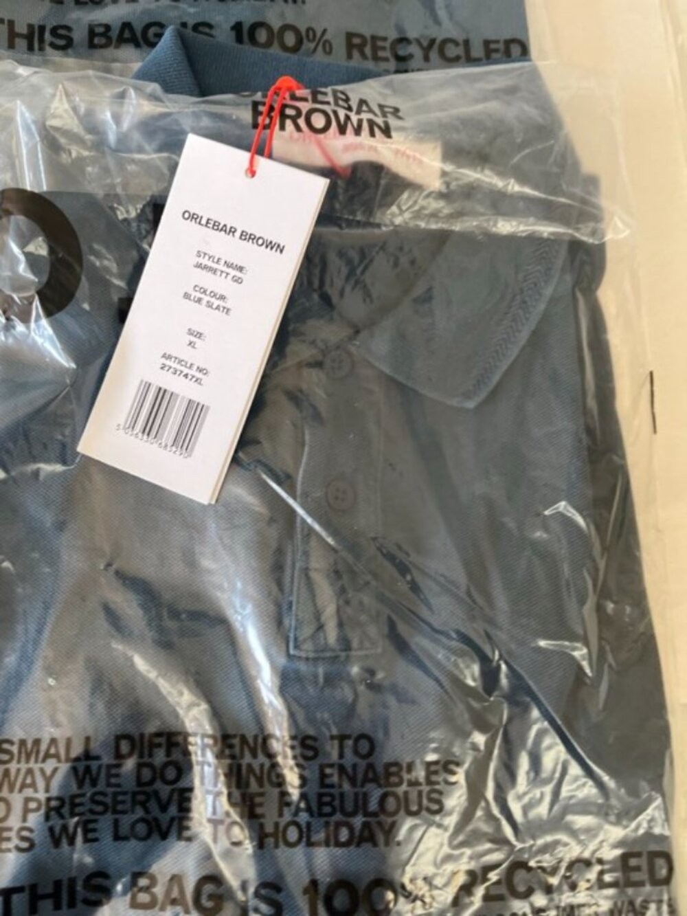 NWT Orlebar Brown Jarrett GD Men’s Luxury Polo Shirt Blue Size XL