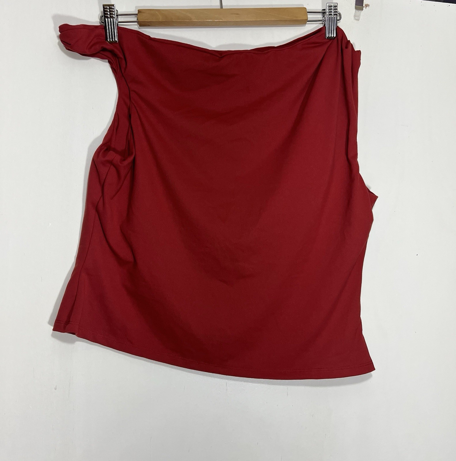 Princess Polly | Red One Shoulder Twist Knit Stretch Cropped Top Size 12