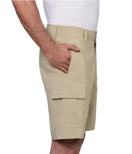 Wearfirst Men’s Classic Fit Stretch Fabric Lightweight Cargo Shorts, Tan, 30