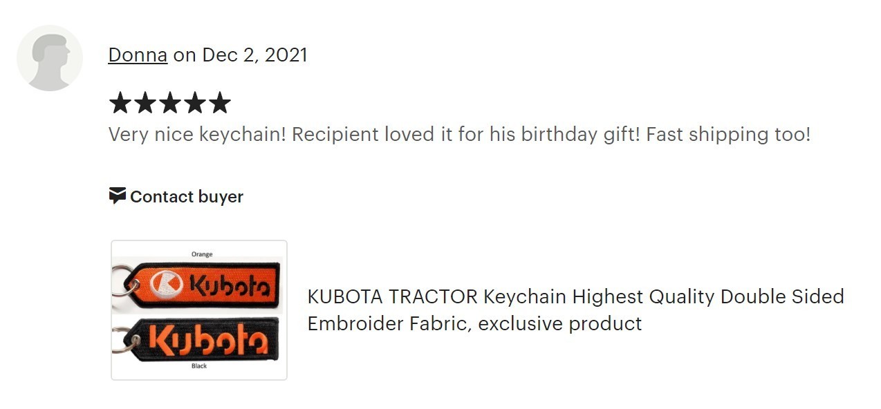 Kubota Tractor Keychain Patch Double-Sided Embroidered Tractor Key Tag Fob