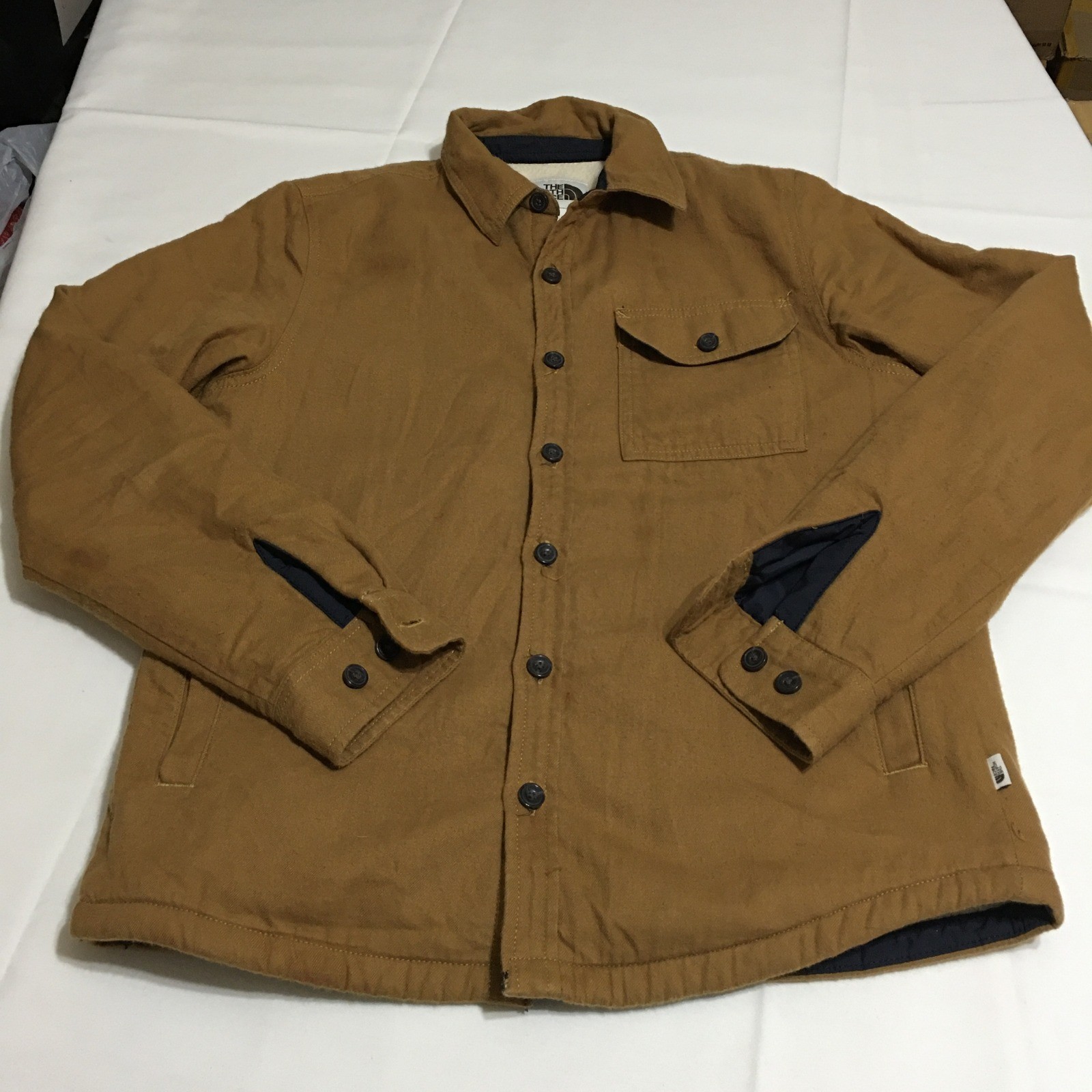 The North Face Shirt Jacket Mens Small Brown Sherpa Lined Button Up