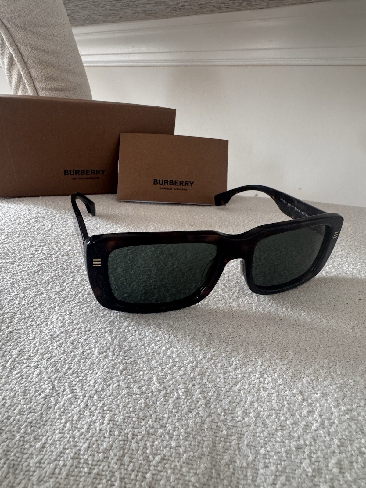 Burberry Jarvis Men’s Tortoiseshell Rectangular Sunglasses