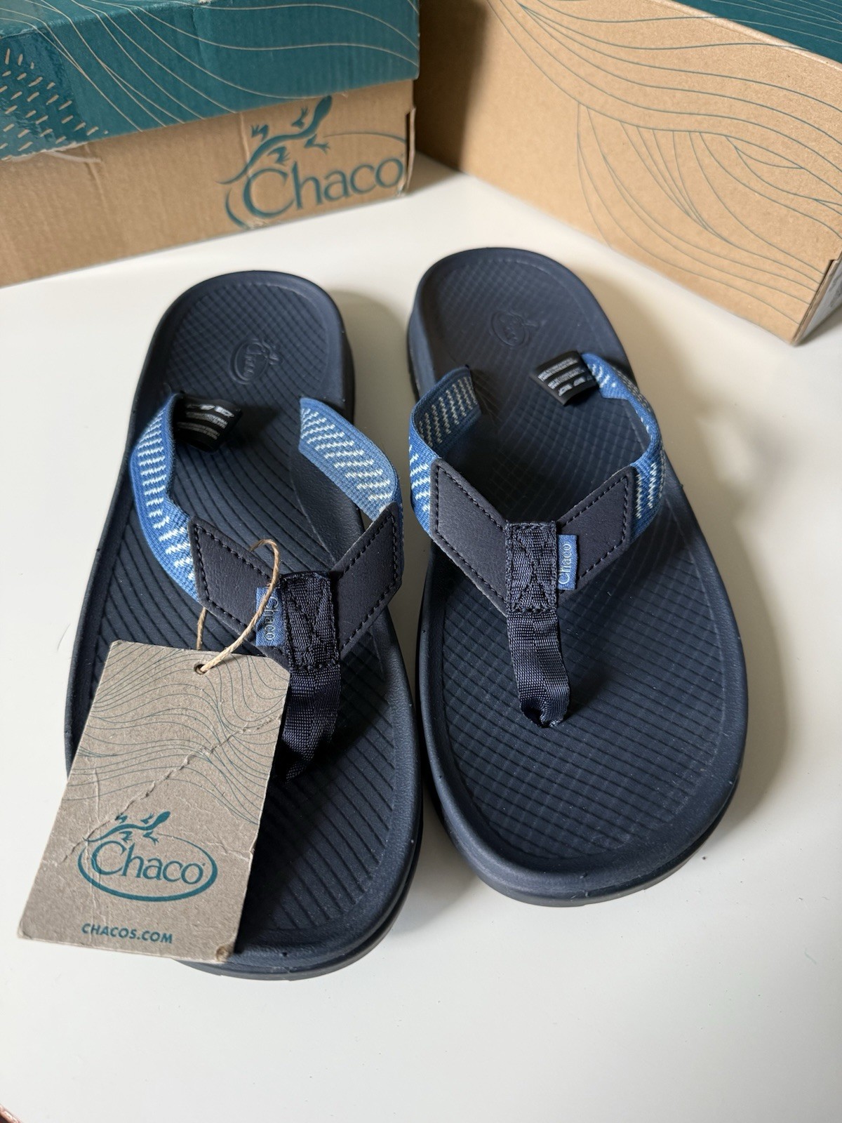 Chaco Lowdown Flip Sandals Women’s 10 Score Blue Navy, NEW