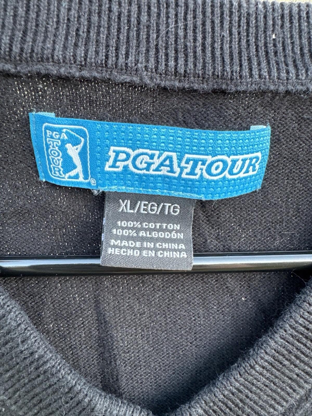 PGA TOUR Men’s XL Argyle V-Neck Knit Cotton Sweater Vest Ribbed Trim