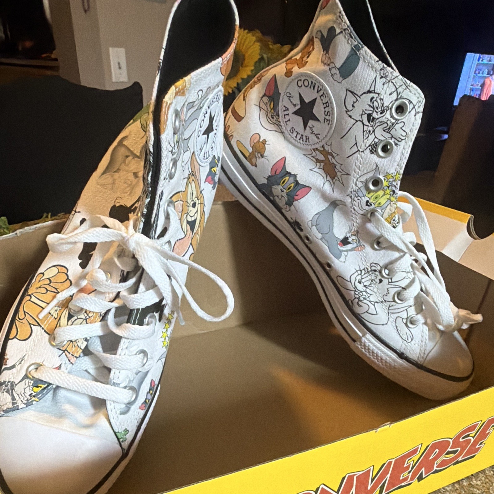 Converse Chuck Taylor All Star High Top Lace-Up Canvas Tom & Jerry White