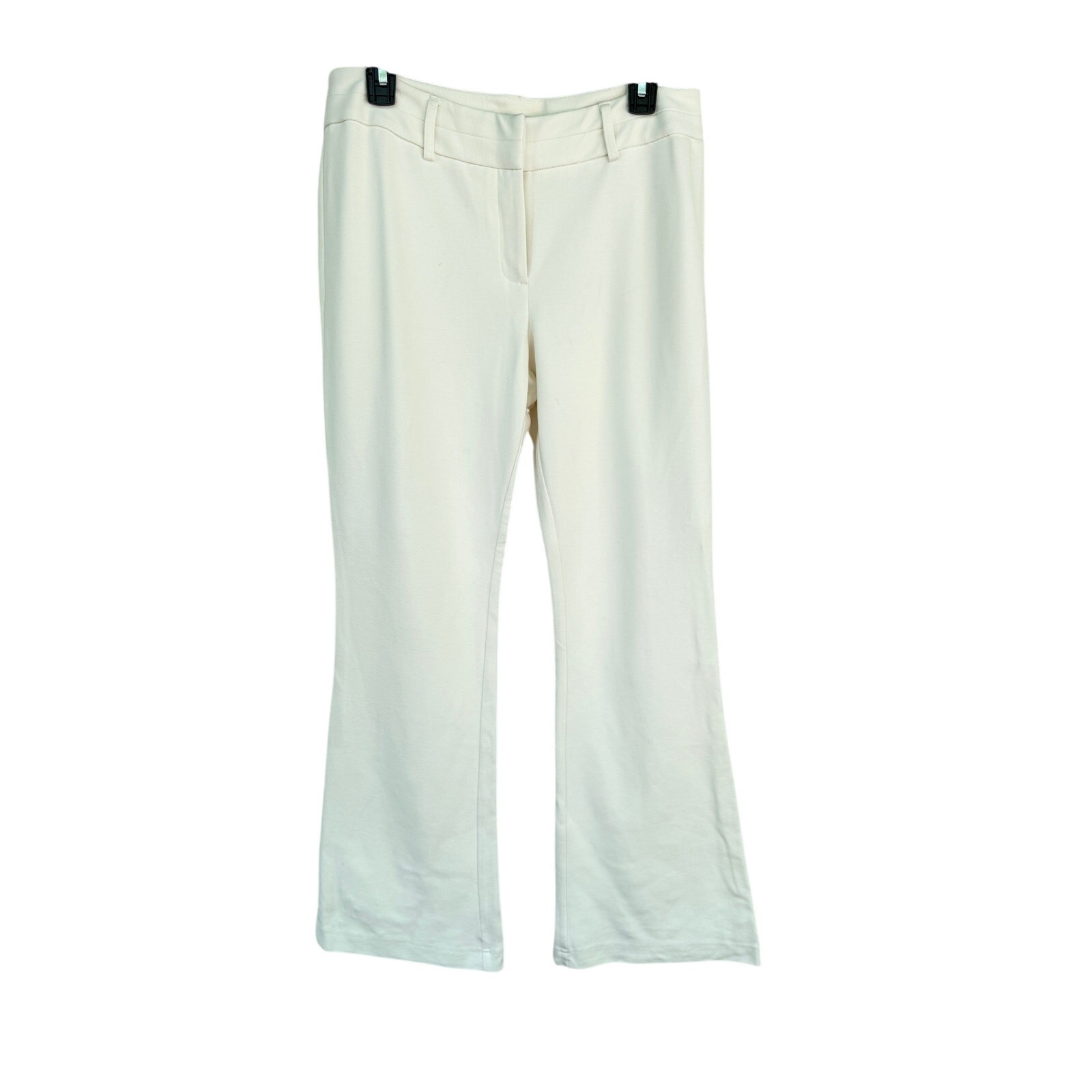 Chicos Ultimate Fit Ivory Cream Pants Belt Loops Zip 1.5 (M 10) CLassy Ofifce