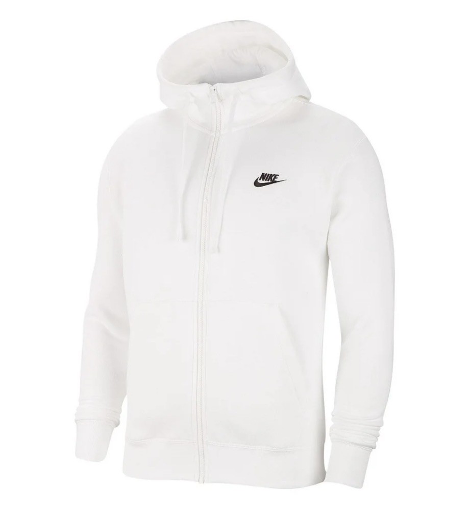 Nike Sweatshirt Mens 2XL XXL White Black Full Zip Hoodie Fleece Sweatshirt