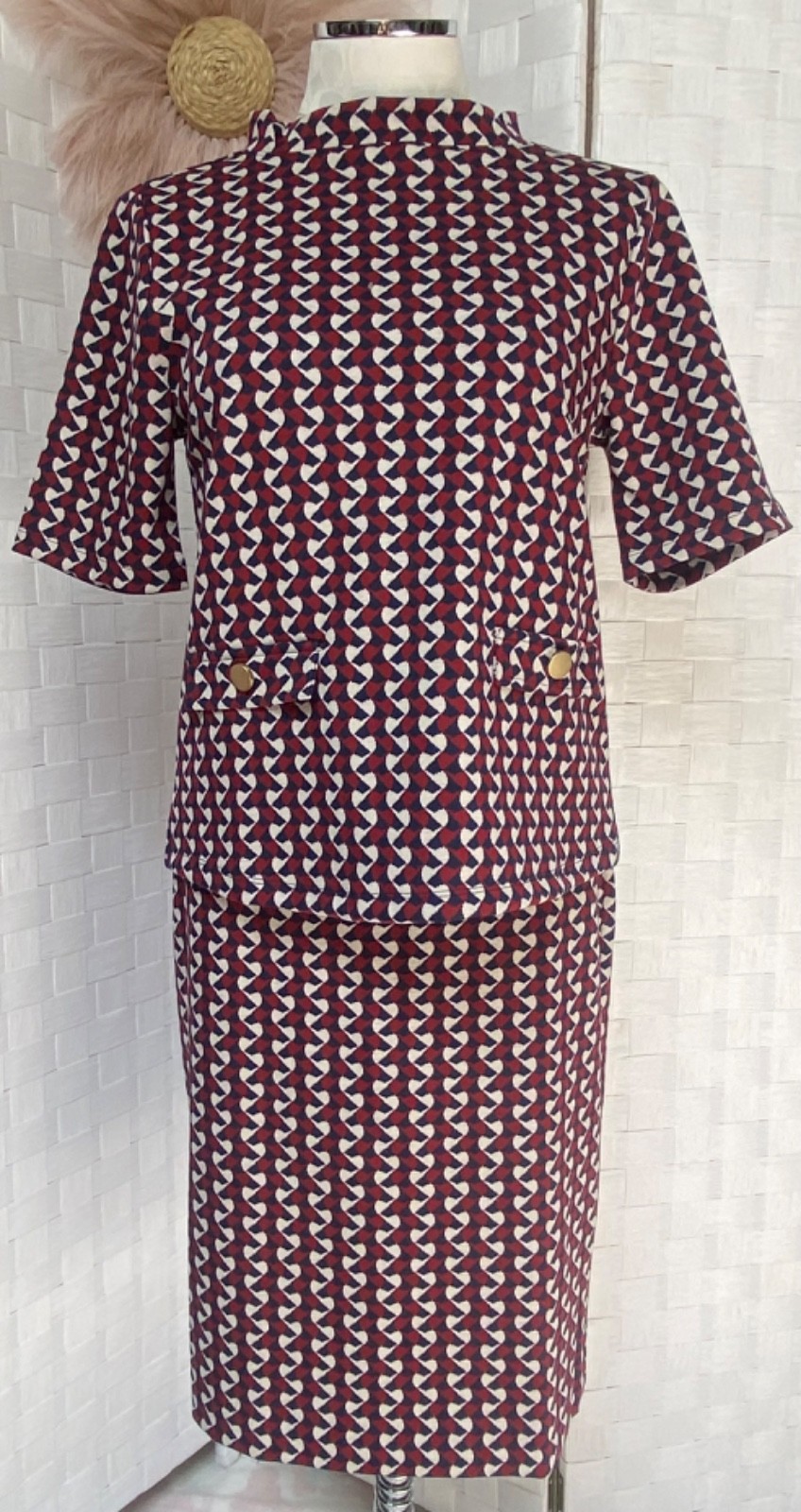 Ann Taylor Factory 2 Piece Geometric Outfit Pocket Top & Skirt Size 6 S FXG