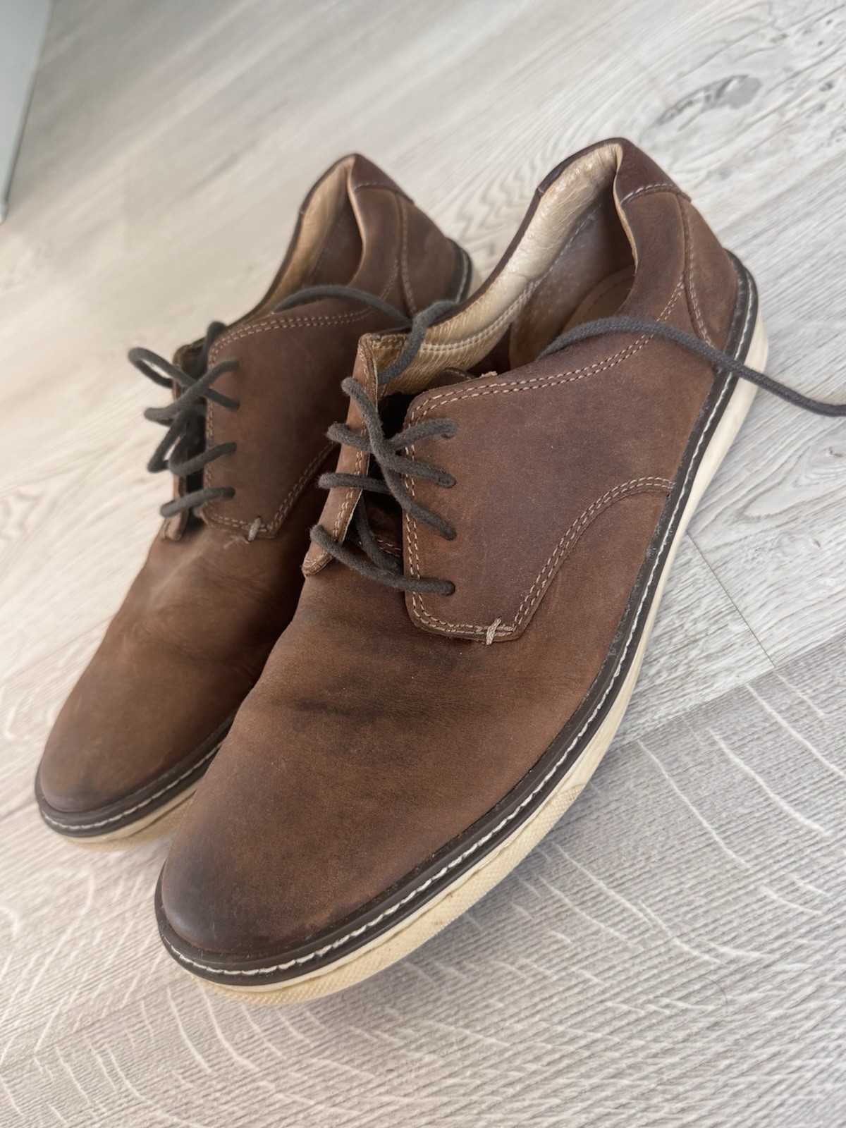 Johnston & Murphy McGuffey Brown Plain Toe Oiled Full Grain Shoes 25-1642 M 8