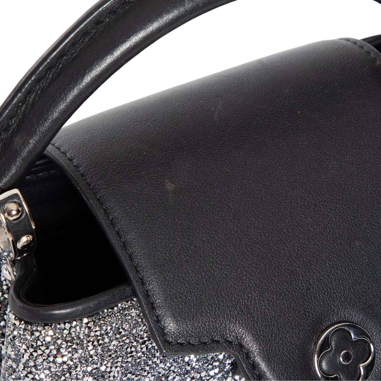 Ultra-Rare: Louis Vuitton Capucines Mini Silver Swarovski Crystal Bag Silver