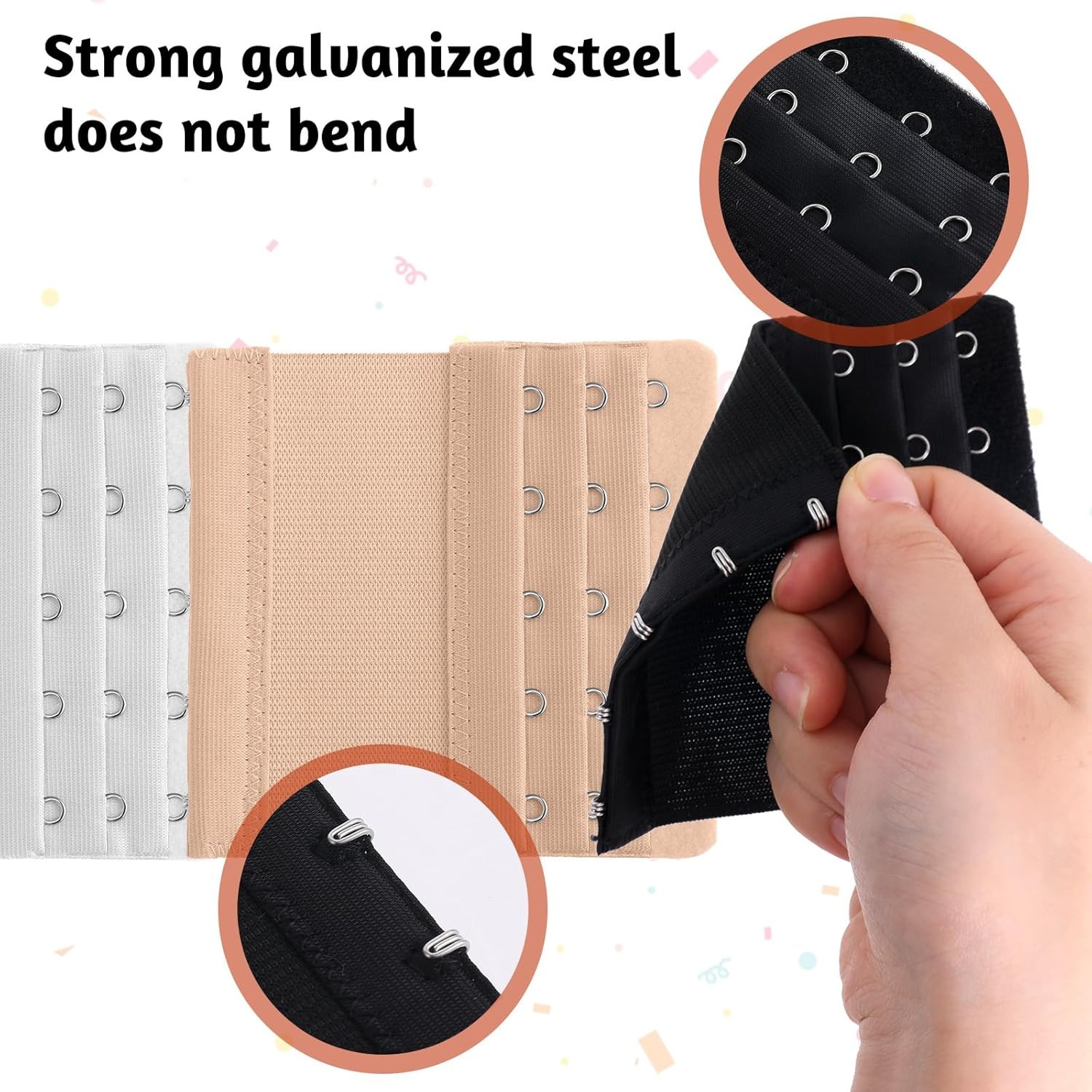 3 Pcs Women’s Bra Extenders 5 Hooks 3 Rows Women Elastic Bra Extender