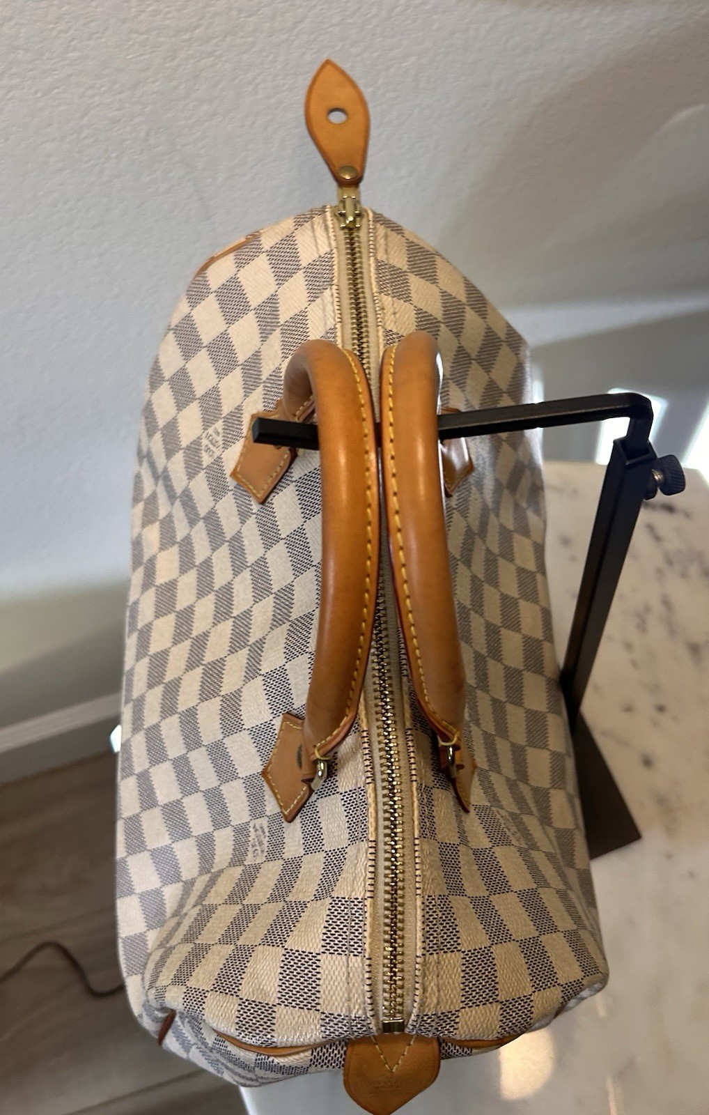 Louis Vuitton Damier Azur Checkered Zip-Top Speedy 35 Made in France