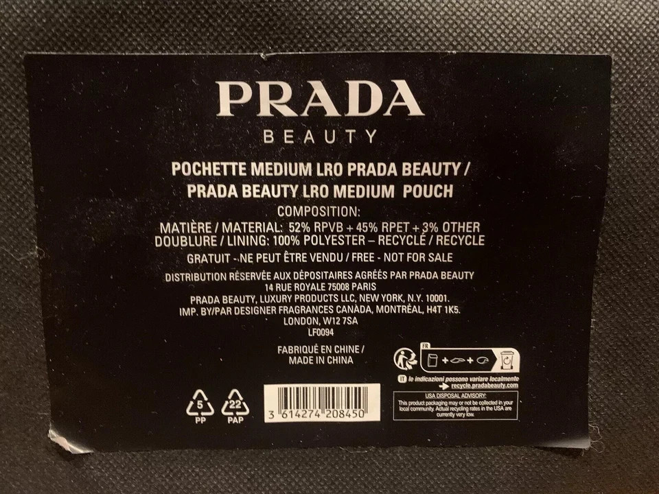 NEW PRADA Beauty Luna Rossa Ocean Faux Leather Travel Pouch Shaving Toiletry Bag