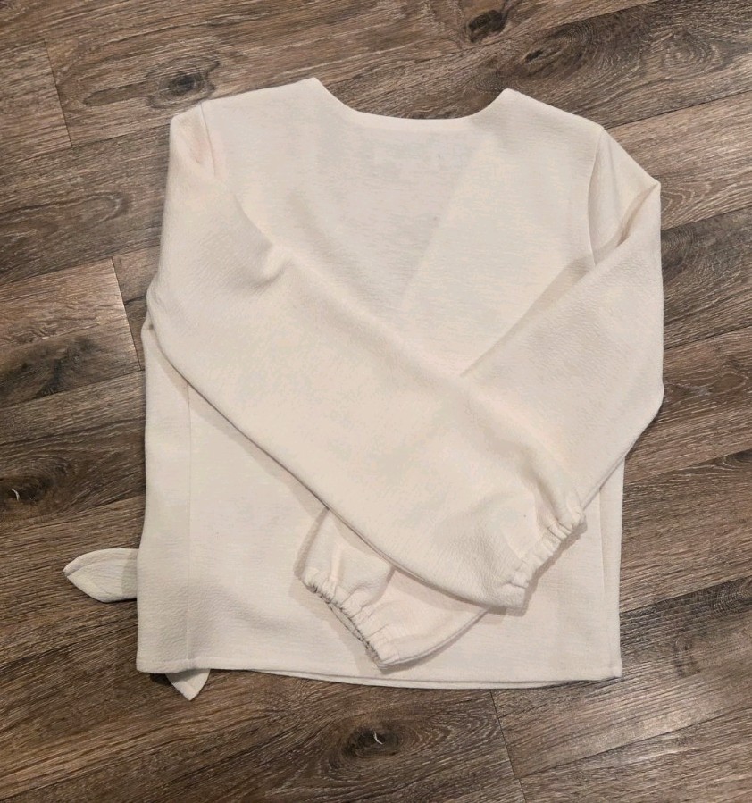 Madewell Texture & Thread Crepe Wrap tie ivory blouse Top Size XS