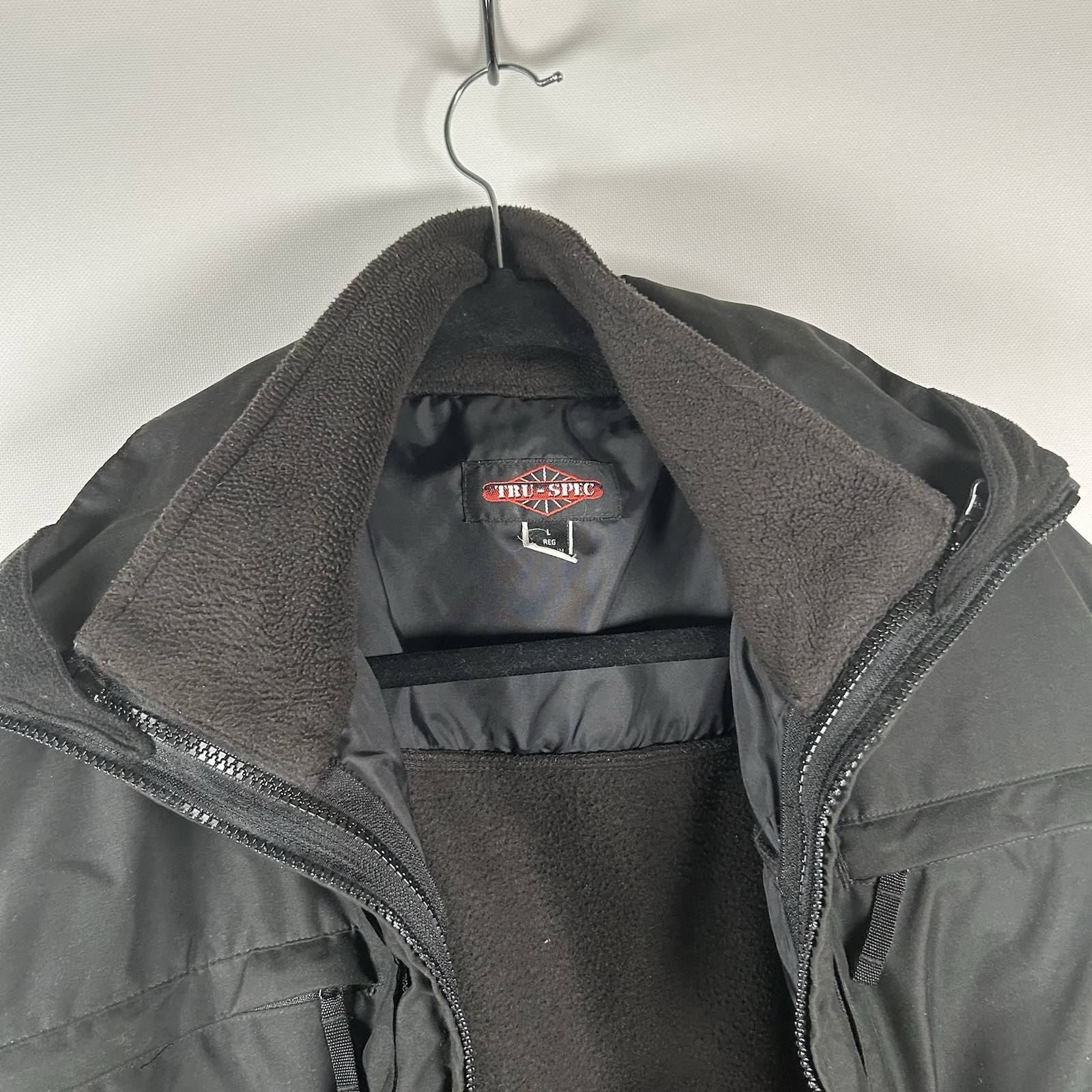 Tru-Spec Tactical Jacket Mens Large Black Removable Fleece Liner Cold Weather