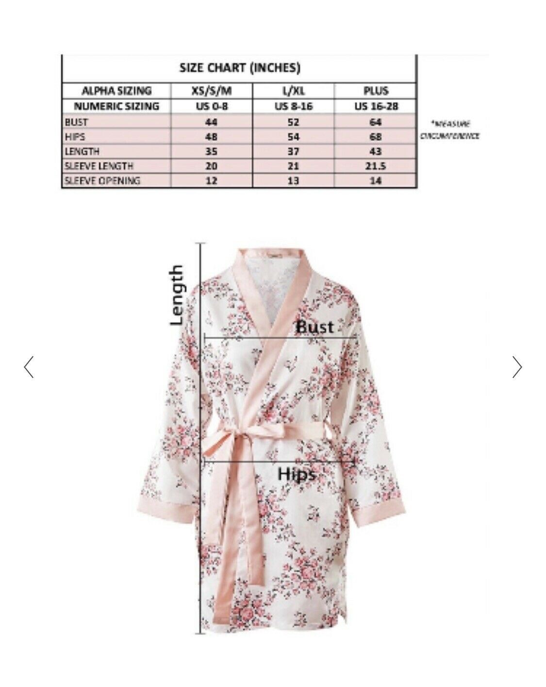 Morgan Lane Allie Satin Robe Women’s S/M White Pink Floral Kimono Lounger