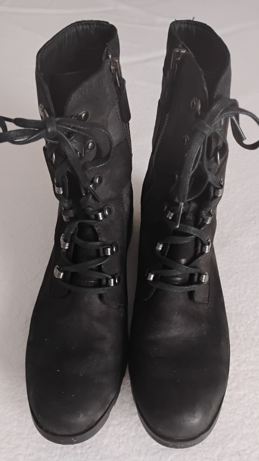 Sorel Emelie Conquest Boots Women’s Black Waterproof Lace Up Combat Lug Moto 9.5