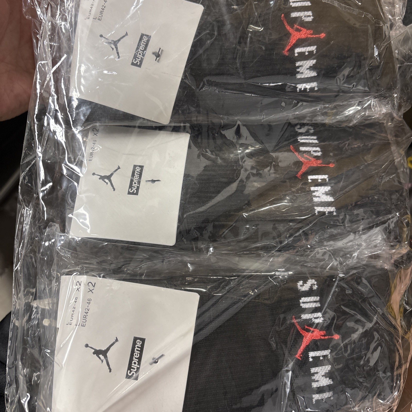 Supreme Jordan Crew Socks BLACK Dri-Fit Large 7-12 12 Pair Lot Authentic New