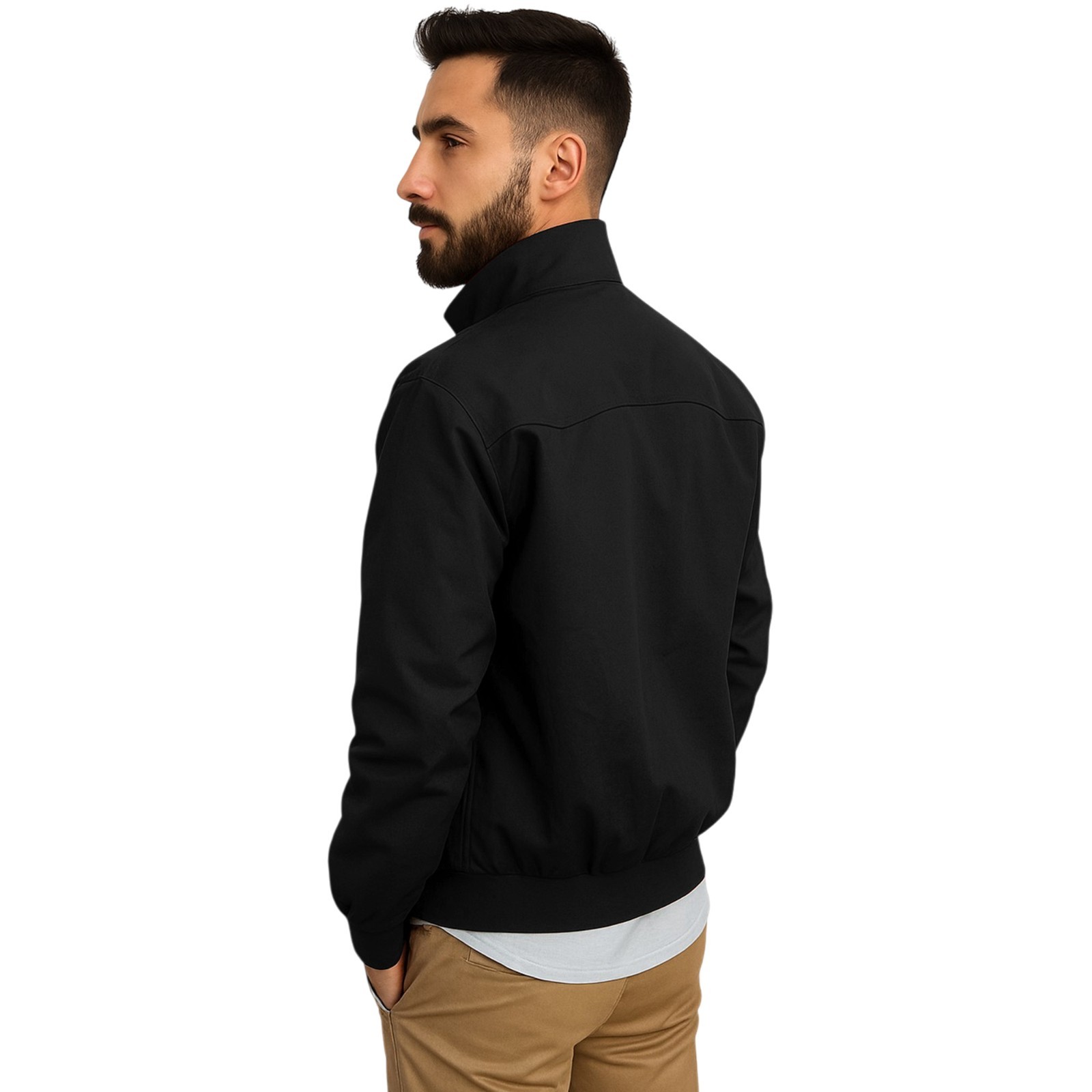 Urban Road Mens Classic Harrington Scooter Biker Bomber Jacket | Tartan Lined