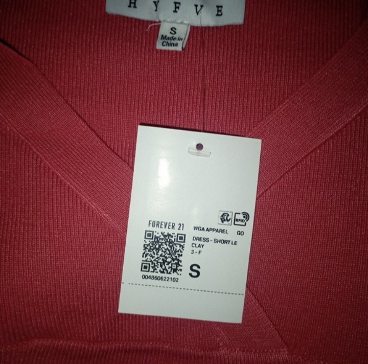 NWT Forever 21 Red Ribbed Knit V-Neck Long Sleeve Bodycon Dress Size S