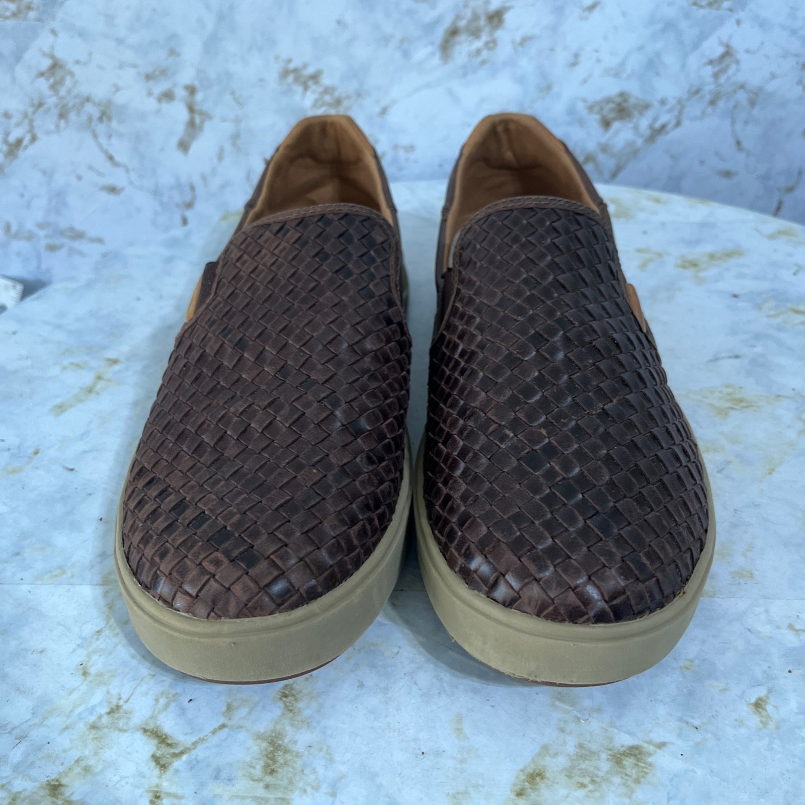 Olukai Lae’ahi LauHala Mens Size 11 Shoes Brown Leather Comfort Casual Sneaker