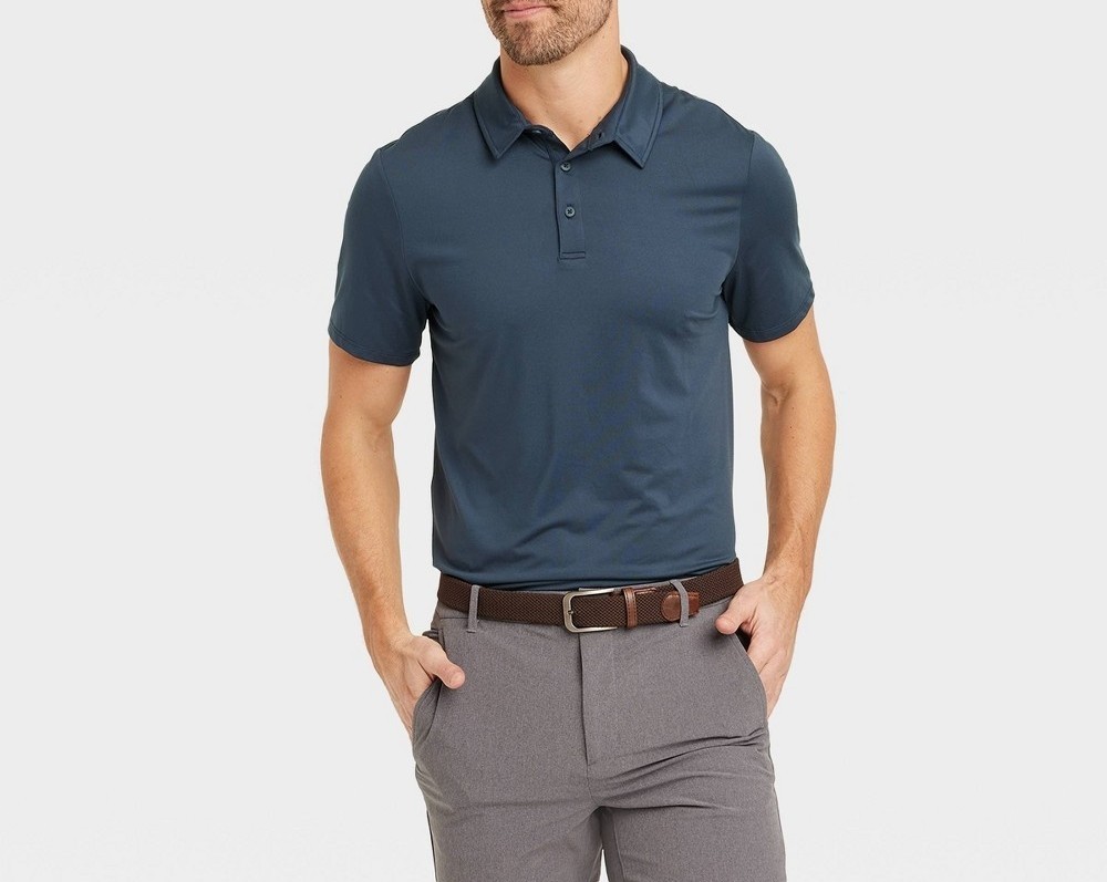 Jersey Polo Shirt All in Motion Wicking Stretch No Roll Collar COLOR CHOICES