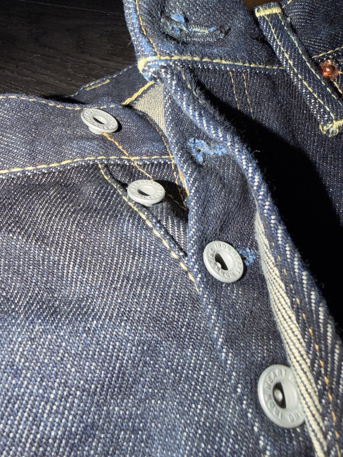 Iron Heart 21oz Extra Heavy Selvedge Denim Jeans Dark Blue Straight Button Fly