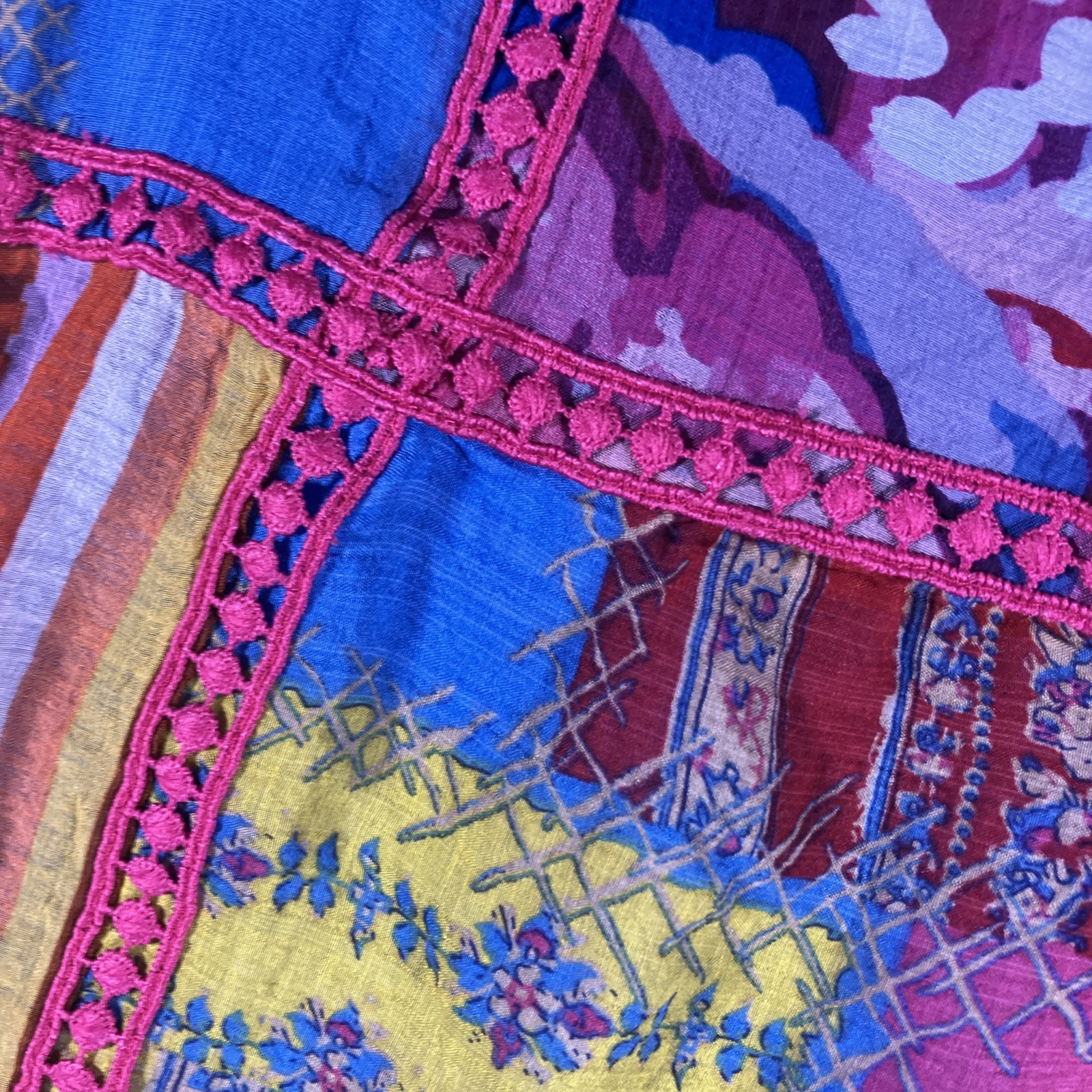 Calessa Fiesta Patchwork Print Tunic Womens PXL Petite Hippiecore Gypsycore Boho