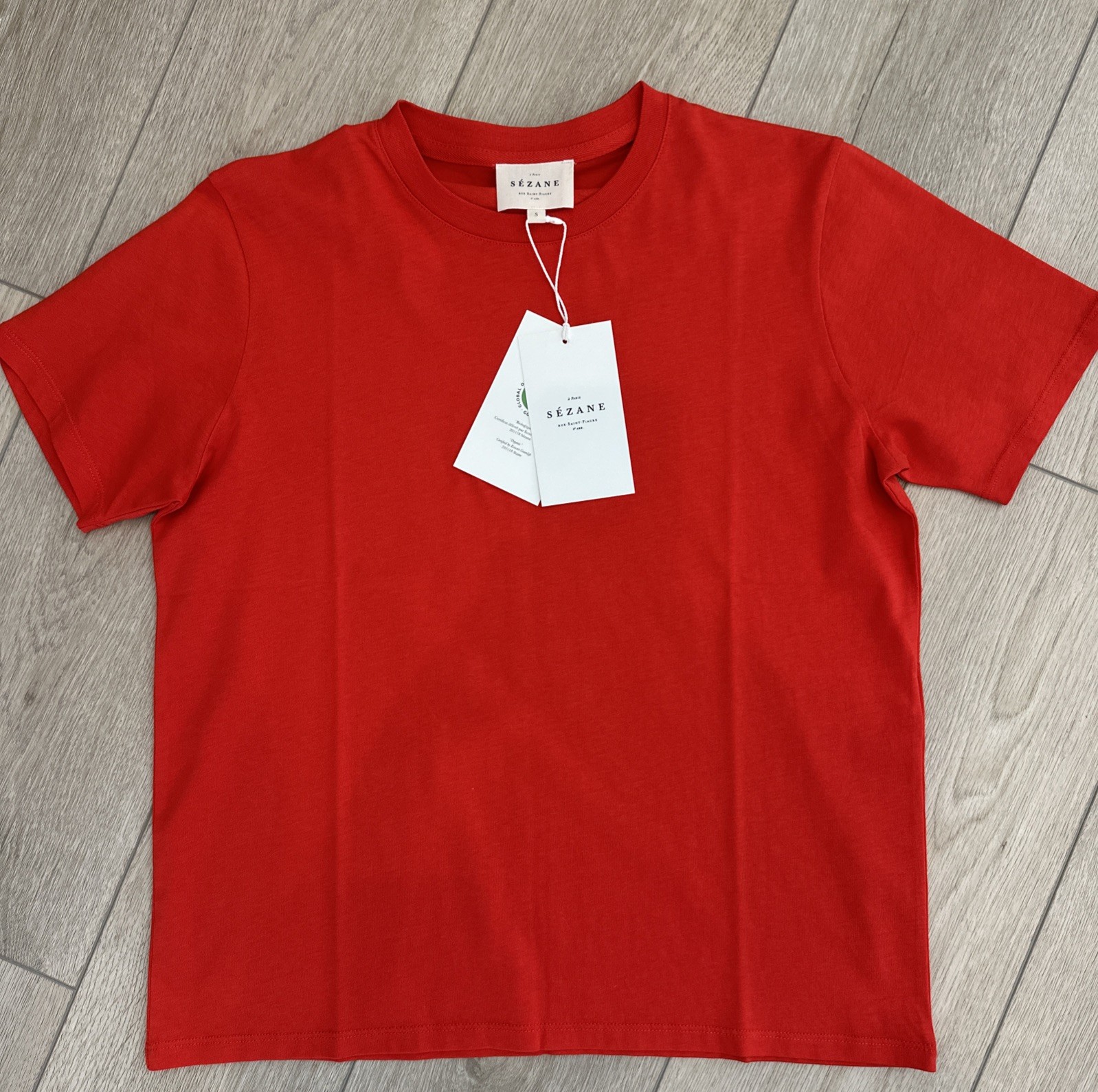 🇫🇷 NWT Sézane Conrad T-Shirt Bright Red Women Small