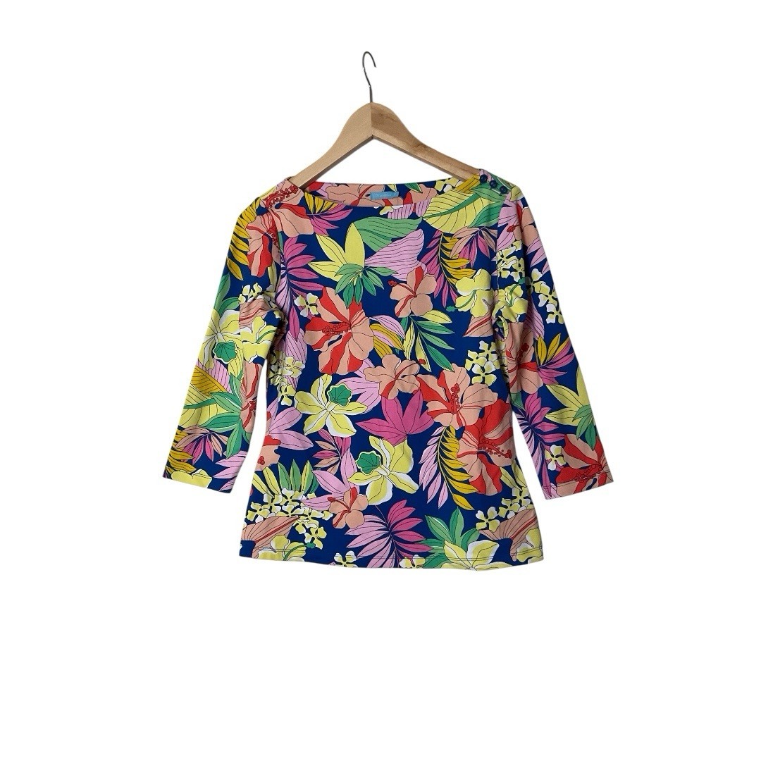 New J Mclaughlin Wavesong Top Catalina Cloth Stretch Multicolor Floral Bright S