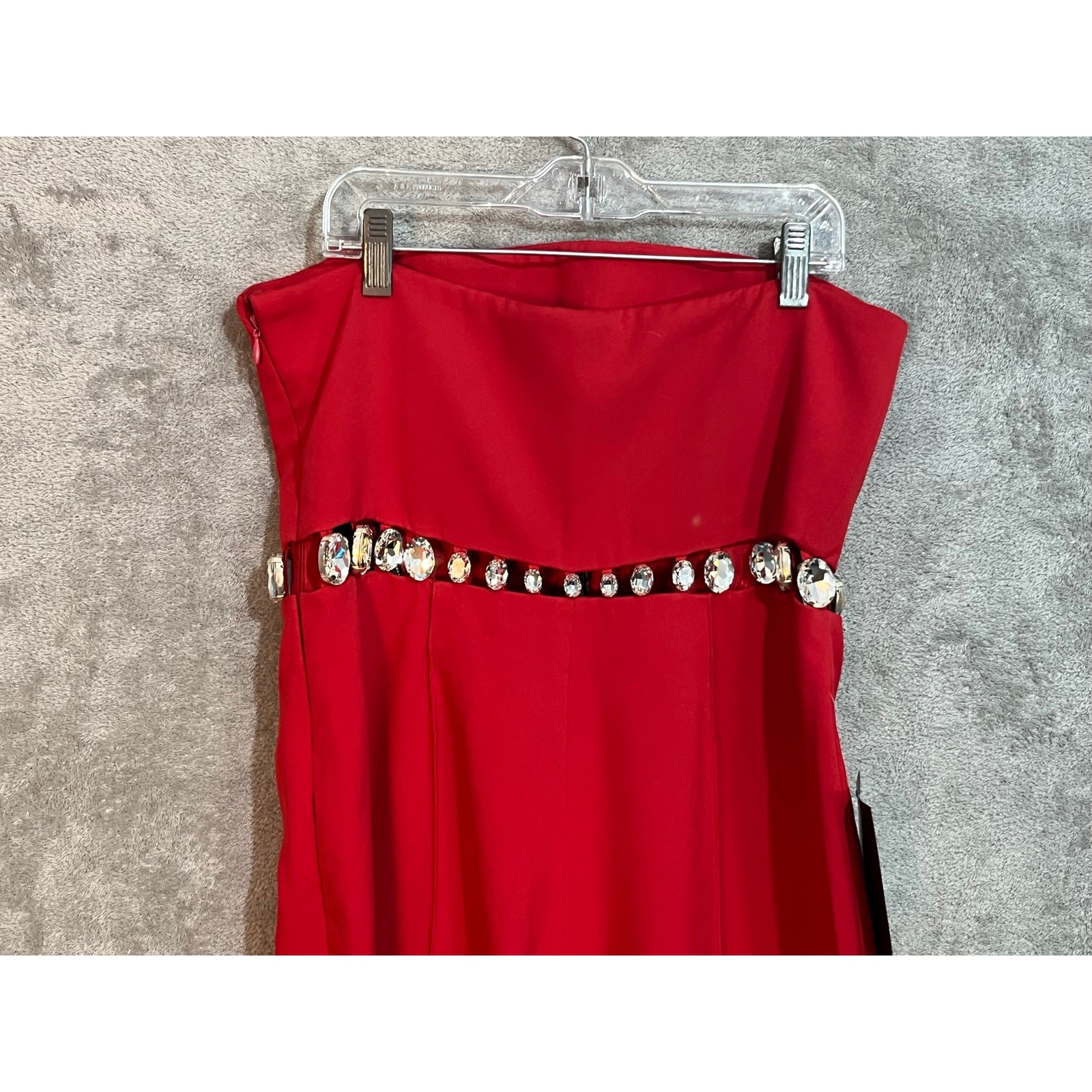 Retrofete Jumpsuit Medium Fiery Red Rhinestone Belt Glam Bling Formal NWT